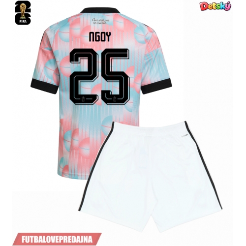 Lacne Dětský Futbalové dres Belgicko Nathan Ngoy #25 MS 2026 Krátky Rukáv - Preč (+ trenírky)